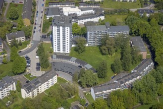 Aerial view, residential area with high-rise buildings Werkerhofplatz, district Nonnenbruch,