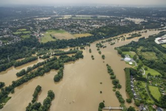 Aerial photo, Ruhr flood, flooding, Horst, Essen, Ruhr area, North Rhine-Westphalia, Germany, DE,