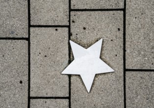 Stars on sidewalk as memorial for Nazi victims, Tilbeck Abbey, Tilbeck foundation, Havixbeck,