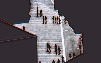 Abstract pedestrian zone, Germany, Europe, digitally altered