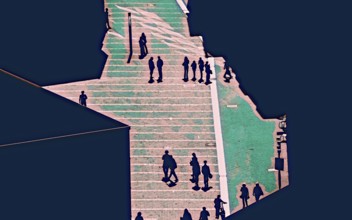 Abstract pedestrian zone, Germany, Europe, digitally altered