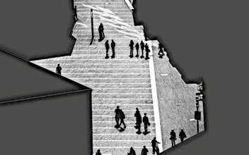 Abstract pedestrian zone, Germany, Europe, digitally altered