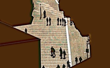 Abstract pedestrian zone, Germany, Europe, digitally altered
