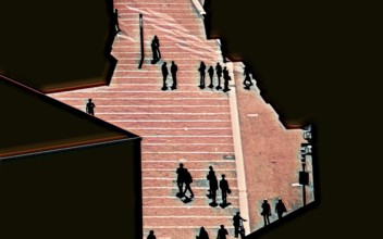 Abstract pedestrian zone, Germany, Europe, digitally altered