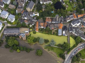 Aerial photo, Ruhr flood, flooding, Kettwig, Essen, Ruhr area, North Rhine-Westphalia, Germany, DE,