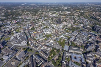 Aerial view, townscape city with Limbecker Platz in the city centre in Essen, Ruhr area, North