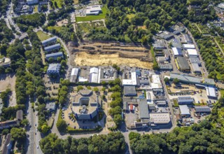 Aerial view, construction site for planned residential development Am Thurmfeld in the Nordviertel