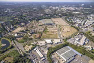 Aerial view, construction site project Essen 51 in the Krupp-Gürtel on the site of the former
