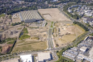 Aerial view, construction site project Essen 51 in the Krupp-Gürtel on the site of the former