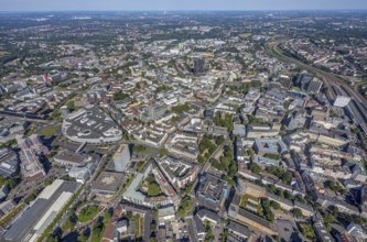 Aerial view, townscape city with Limbecker Platz in the city centre in Essen, Ruhr area, North
