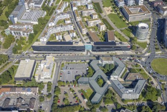 Aerial view, Green Centre Essen with Funke Media Group and Essen Employment Agency in the city