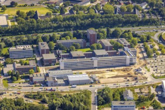 Aerial view, Technology Park Essen TPE at the motorway A40, TÜV Informationstechnik GmbH group of