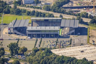 Aerial view, stadium Essen at the Hafenstraße in the district Bergeborbeck in Essen, Ruhr area,