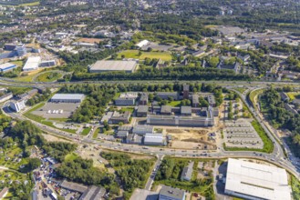 Aerial view, Technology Park Essen TPE at the motorway A40, TÜV Informationstechnik GmbH group of