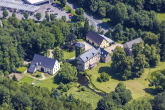 Aerial view, Schloss Haus Bamenohl, Finnentrop, Sauerland, North Rhine-Westphalia, Germany, DE,