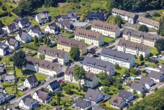 Aerial view, housing estate with multi-family houses Graf-von-Plettenberg-Straße, Bamenohl,