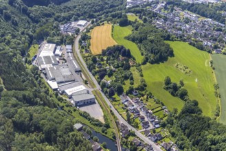 Aerial view, commercial area Am Steinwerk, FIUKA fisherman & Kaufmann GmbH, Altfinnentrop,