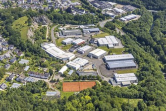 Aerial view, commercial area Zum Elberskamp in Heggen, Finnentrop, Sauerland, North