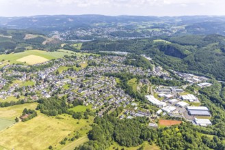 Aerial view, commercial area Zum Elberskamp and view of the village, St. Antonius Einsiedler,