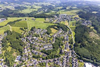 Aerial view, aerial view of Bamenohl, Finnentrop, Sauerland, North Rhine-Westphalia, Germany, DE,
