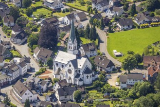 Aerial view, Church of St. Anthony the Hermit, Heggen, Finnentrop, Sauerland, North