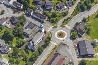 Aerial view, St. Anthony's Catholic Church at the Kilianstraße roundabout in Rönkhausen,