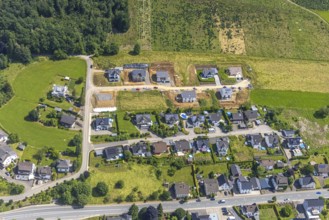Aerial view, construction site, new building, residential buildings Auf dem Stein, Rönkhausen,
