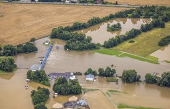 Aerial photo, Ruhr flood, Fröndenberg, Fröndenberg/Ruhr, Ruhr area, North Rhine-Westphalia,