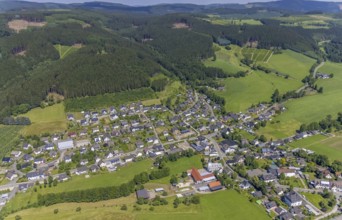 Aerial view, aerial view Serkenrode, Finnentrop, Sauerland, North Rhine-Westphalia, Germany, DE,