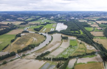 Aerial photo, Ruhr flood, Altendorf, Fröndenberg/Ruhr, Ruhr area, North Rhine-Westphalia, Germany,