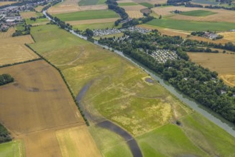 Aerial view, a week ago there was still land under water at this point - the Ruhr was flooding,