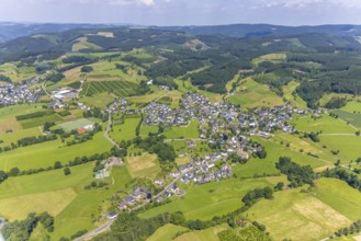 Aerial view, view of Ostentrop, Finnentrop, Sauerland, North Rhine-Westphalia, Germany, DE, Europe,