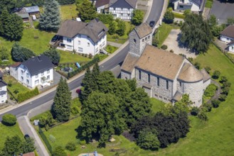 Aerial view, St Lucia's Church in Ostentrop, Finnentrop, Sauerland, North Rhine-Westphalia,