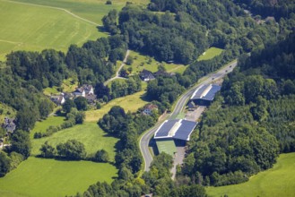 Aerial photo, Schmitte-Holzverarbeitung GmbH, Frettermühle, Weringhausen, Finnentrop, Sauerland,