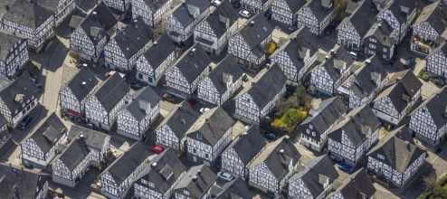 Historic town centre Alter Flecken, collection of half-timbered houses, Freudenberg, Sauerland,