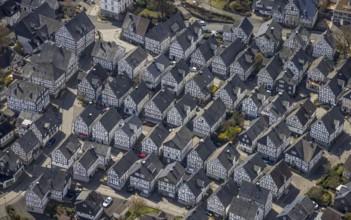 Historic town centre Alter Flecken, collection of half-timbered houses, Freudenberg, Sauerland,