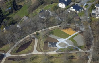 Spa garden with construction site Bürgerpark, Freudenberg, Sauerland, North Rhine-Westphalia,