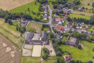 Aerial view, riding centre Christina Plotz in Strickherdicke, Fröndenberg/Ruhr, Ruhr area, North