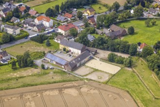 Aerial view, riding centre Christina Plotz in Strickherdicke, Fröndenberg/Ruhr, Ruhr area, North