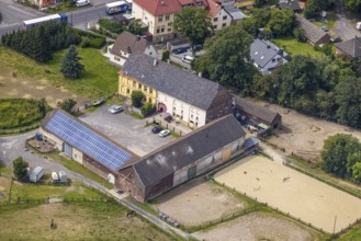 Aerial view, riding centre Christina Plotz in Strickherdicke, Fröndenberg/Ruhr, Ruhr area, North