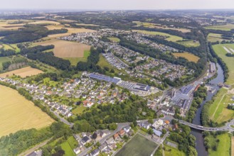 Aerial view, Schürenfeld planned industrial area at the federal road B233 Unnaer Straße in the