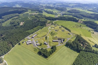 Aerial photo, Berg Buchhagen, former Nike fire control centre, now training area of the Olpe