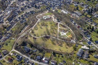 Spa garden with construction site Bürgerpark, Freudenberg, Sauerland, North Rhine-Westphalia,
