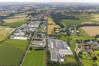 Aerial view, industrial area Neimen and Frohnhausen, Fröndenberg/Ruhr, Ruhr area, North