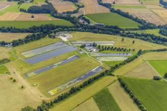 Aerial view, Hammer Waterworks Warmen at the Merschstraße in the district Warmen, Fröndenberg/Ruhr,