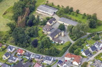 Aerial view, Metallverarbeitung Finkendei GmbH in the district Frohnhausen in Fröndenberg/Ruhr,