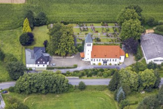 Aerial view, Christ-König-Kirche in the Frohnhausen district, Fröndenberg/Ruhr, Ruhr area, North