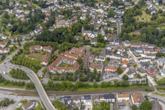 Aerial view, Bruayplatz reconstruction and redesigned market square in Fröndenberg,