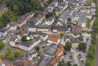 Aerial view, Schmallenbach-Haus Hubertia retirement home and newly designed market square in