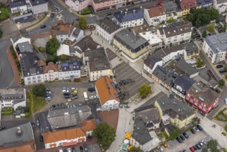 Aerial view, newly designed market place in Fröndenberg, Fröndenberg/Ruhr, Ruhr area, North